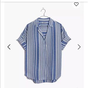Madewell Courier Button-Back Shirt Denim Striped